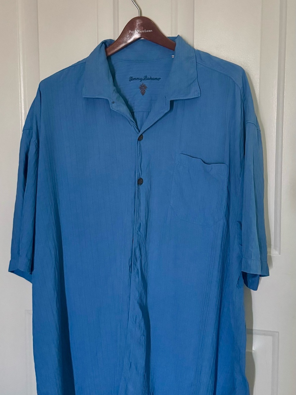 Tommy Bahama Silk Blue Camp Collar Short-Sleeve Button-Up Shirt